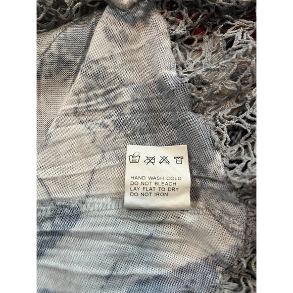 Vtg Fleur De Lis Womens Sz M Mixed Floral Abstract Dress Lace Mesh Tunic - Picture 9 of 9